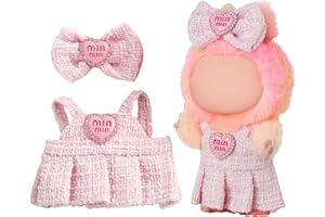 Chritice 2PCS Doll Clothes for Doll,Compatible with Labubu,Vinyl Plush Toy Pink Outfit Set N#GZF-W