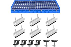 WUFANC Uchwyt Na Panel Słoneczny - Paneli Słonecznych z 12 cm Szynami - Regulowane Końcówki 30 mm w Kolorze Czarnym, Dla Modułów o Grubości 30-35 mm - Doskonałe do Dachów Płaskich i Trapezowych