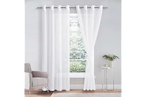 DWCN Sheer - Tenda in voile trasparente con occhielli, 2 pezzi, per soggiorno, camera da letto, 225 x 140 cm (altezza x larghezza)