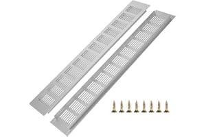 BEFUN Rejilla de ventilación de aluminio, 2 unidades, rejilla de ventilación, rectangular, para zapatero, baño, cocina, salón, 80 mm x 500 mm