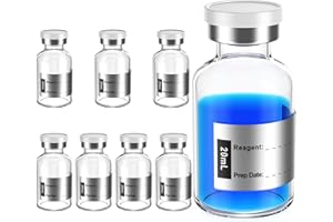 Biomed Solutions Flacone sterile vuoto sigillato con tappo in gomma butilica e chiusura a scatto, tubo in vetro borosilicato tipo 1, confezionato singolarmente (20 ml, 8 pezzi)