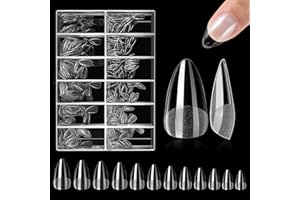 NACERLARY 240 Stück Fake Nails Kurze Nagelspitzen, 12 Größen Halbmattierte Maniküre Künstlich Nagelspitzen Nails Tips für Nail Art DIY, Kurzes Mandel