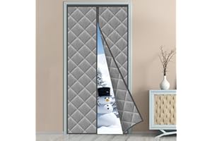 BERSSEN Magnet Wärmeschutzvorhang Für Türen, 90*210cm Stärkere Magneten Türvorhang Blickdicht, 3.8cm Breites Klettband, Thermovorhang Ohne Bohren, Winddicht Kälteschutzvorhang Für Balkontür/Terrassentür, Grau