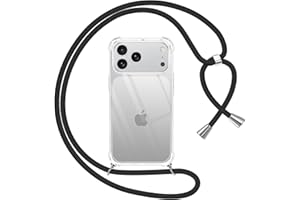 Pnakqil Handyband für iPhone 17 Pro Hülle mit Band, Transparent Weich Silikon mit Kordel Necklace Schnur Anti-Fall Bumper Schutzhülle Case Kompatibel mit iPhone 17 Pro 6,3", Schwarz