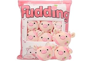 GDGZT Cow Plush Pillow, Cute Snack Pillow Removable Pudding Pillow Cushion with Cow Plush Dolls, Birthday Creative Stuffed Animal Gift for Kids, Girls, Boys(6 Strawberry Cows)