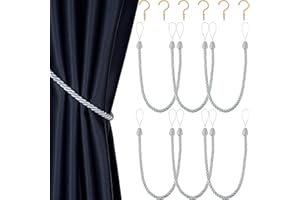 Blulu 6 Stücke Vorhang Raffhalter Geflochtene Seil Gürtel Vorhang Krawatten Handgefertigte Vorhanghalterungen Vorhang Raffhalter mit Metall Vorhang Raffhalter Haken für Fenster Zubehör