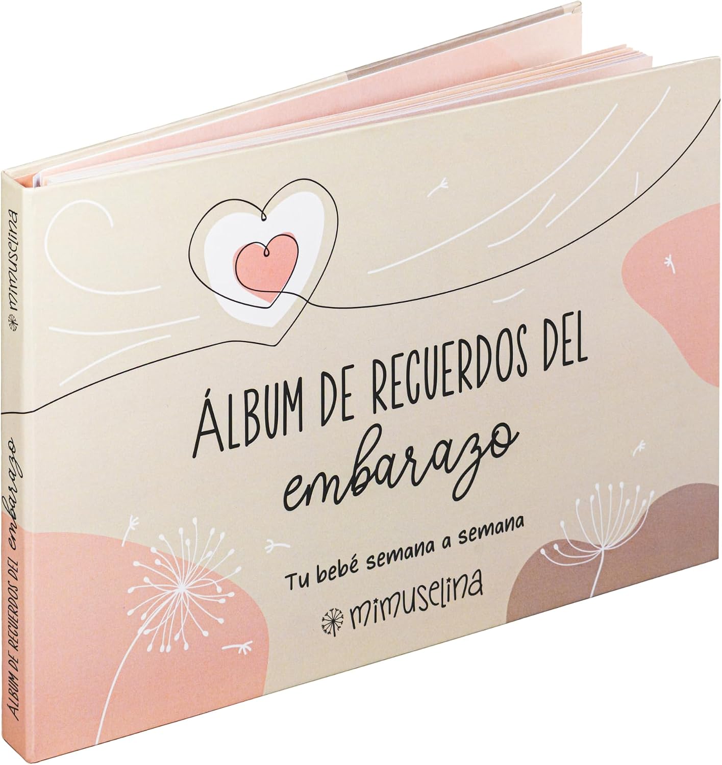 MIMUSELINA Diario Embarazo para Rellenar Cada Semana | Libro Embarazo Recuerdos con Fotos, Consejos, Pensamientos | Album Bebe con Pegatinas y Gestograma | Regalos Embarazadas Originales | Moderno