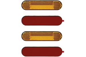 FANXAOLNES Set di 4 Riflettori Posteriori per Moto e Bicicletta, Catarifrangenti Gialli Autoadesivi, Dimensioni 100 x 24 x 8 mm, visibilità Migliorata per Sicurezza Notturna, Materiale PMMA e ABS, Omologati E4