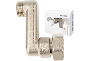 tecuro Przyłącze S grzejnik 50 mm wyrównanie wysokości ze stożkiem euro, DN 15 (1/2") AG x DN 20 (3/4") nakrętka złączkowa mosiądz niklowany, AGS-50