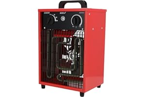 Dedra DED9921 – nagrzewnica elektryczna 3,3 kW, 230 V, 3 tryby pracy (wentylator, 1650 W, 3300 W), termostat, zabezpieczenie przed przegrzaniem, metalowa obudowa, uchwyt transportowy, do ~ 35m2