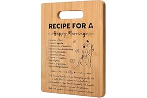 CHERIGIFT Wedding Gift for Bride and Groom - Happy Marriage Bamboo Cutting Board - Anniversary Wedding Gift for Couple, Bridal Shower Gift, Mr and Mrs Wedding Gift, Wedding Present or Engagement Gift for Couple