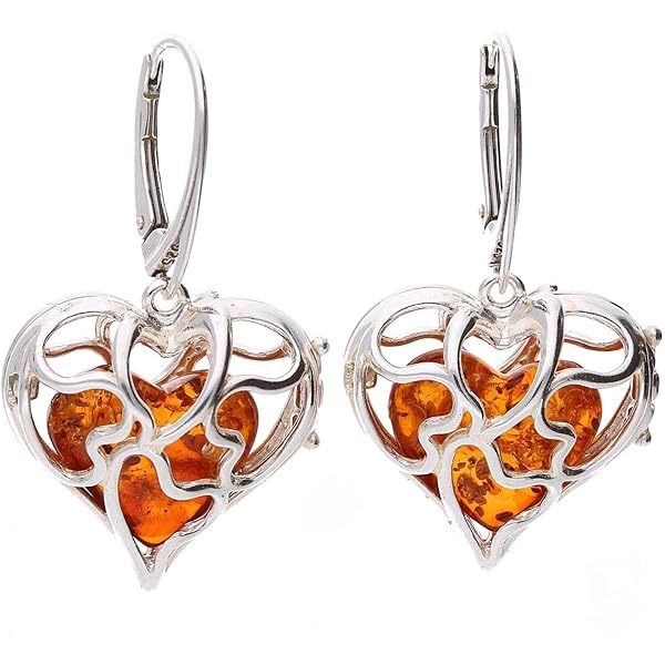 Orecchini Pendenti In Ambra Azteca, Argento Sterling 925 - Foto 3