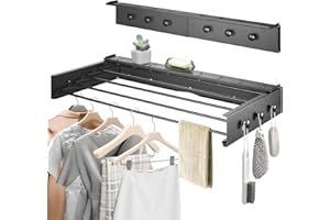 Donken Wäscheständer Wandmontage, Wäschetrockner Wand, 80cm Wäscheständer Wand ausziehbar für Badezimmer, Balkon, Terasse, platzsparend Wandwäschetrockner ideal für Indoor & Outdoor (Schwarz - 80cm)