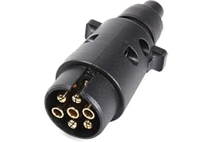 SPARKMOTO Spina 7 Poli Rimorchio,Norma ISO 1724 Spina Rimorchio 7 Poli maschio,12V Spina Rimorchio 7 Poli Impermeabile per Rimorchio Roulotte RV Camion portabiciclette Spina 7 Poli(cappuccio di gomma)