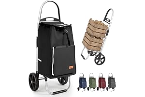 Sekey Shoppingvagn vikbar, 50 l shoppingväska med kylfack, | Aluminiumram, vikbar shoppingvagn, shoppingvagn för shopping och