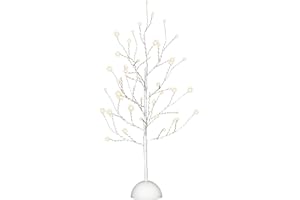 Nipach GmbH Dekobaum weiß schwarz Leuchtbaum Lichterbaum 48 LED warm weiß 60 cm hoch Batterie Timer Weihnachtsbeleuchtung Weihnachtsdeko Lichterdeko Tisch-Deko Farbe wählbar (Weiß)