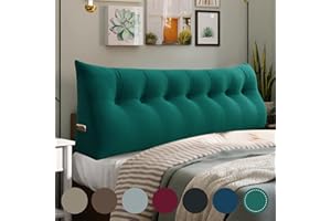 ‎BNCKTRD BNCKTRD Kopfende Großes Rückenkissen Bequemes Lesekissen und Rückenteil im Bett Rückenlehne Kopfkissen Langes XXL Kissen für Sofa, Couch, Wandkissen Polster Samt Cyan 200cm