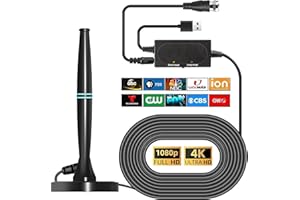 MOECKEARLA TV Aerial, Digital Indoor TV Antenna with 400+ Miles Range Strongest Signal Booster, Freeview Aerial for Smart TV Support VHF/UHF/DAB Radio/4K/1080P and All TV