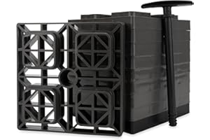 Camco FasTen 2x2 Leveling Block For Single Tires, Interlocking Design Allows Stacking To Desired Height, Includes Secure T-Handle Carrying System, Brown (Pack of 10)