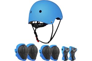 JIM'S STORE Casco y Protecciones Ajustable Infantiles Set Rodilleras Coderas para Bicicleta Scooter Ciclismo Rodillo Patinaje