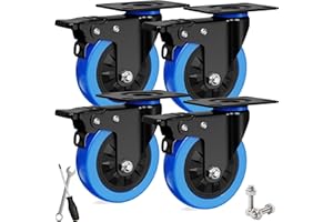 Asibaade Premium Schwerlastrollen I Möbelrollen Ø100mm mit Bremsen I inkl. Montagezubehör I Robuste Schwerlast Rollen für Innen & Außen I 4 Stück