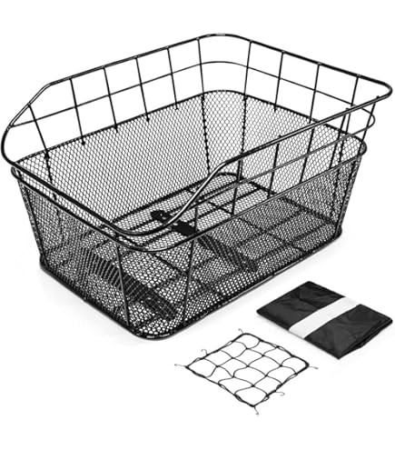 Bike Basket, Rear Rack Carrier, 14.57x10.63x7.87 Inches Foldable Metal
