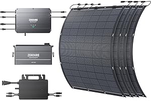 ZENDURE SUPERCHARGED Zendure SolarFlow, con Panel Solar Flexible de 840W, Hoymiles HM-800 Micro Inversor, Capacidad de 960Wh, Entrada Solar de 800W, Salida de 1200W, IP65 a Prueba de Agua, 0 dB, App