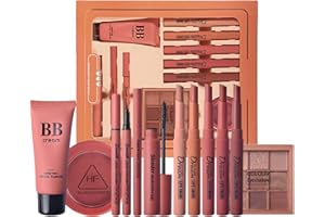 Clawrex All In One Make Up Sets, 11 Stück Korean Make Up Set, Schminke Geschenk Set für Frauen Mädchen, Schminke Set Inklusive Lippenstift, Eyeliner, BB cream, Rouge und Mascara, Perfekte Geschenk