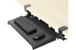 VIVO Small Keyboard Tray Under Desk Pull Out with Extra Sturdy C Clamp Mount System, 20 (26 Including Clamps) x 11 inch Slide-Out Platform Computer Drawer for Typing, Black, MOUNT-KB05ES