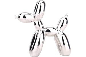 XIAOMAGG Cane Palloncino Scultura Moderna Decorazione Casa Figurina Soggiorno Ufficio Animale Arte Decora Da Tavolo In Resina(10cm,Argento)