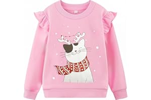 TCWWBB Boys Girls Christmas Jumper Sweatshirt Xmas Jumpers Kids Unisex Santa Claus Bear Dinosaur Cat Tops Children Long Sleeve Cotton Pullover Outfits Casual Crewneck Winter Clothes Age 7-12 Years