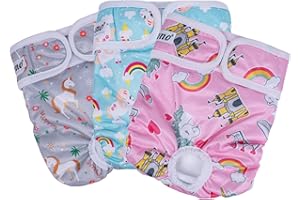 Dono Reusable Female Dog Nappies 3 Pack, Super Absorbent Washable Dog Diapers, Comfortable Pet Diapers Sanitary Panties for Small Medium Large Dogs (Rainbow Horse, S)