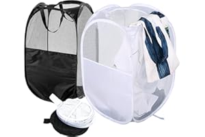 GTDOOCE Panier a Linge Pliable en Engrener,Bassine Linge,Avec Poignées Panier a Linge Sale,Lot de 2 Paniers à Linge Pliables et Portable Avec Poches Latérales,Pour Chambre à Coucher,Chambre d'Enfant