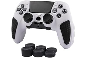 CHIN FAI Skin for DualSense Edge, Ergonomic Soft Anti-Slip Silicone Controller Grip Cover Case Accessories Set for Playstation 5 DualSense Edge Controller with Thumb Grip Caps (White Black)