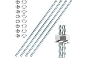 STURIZ 4 Stück Gewindestange M8 Gewindestangen M8 X 300mm Gewindestab Gewindebolzen Verzinkter Stahl Gewindestifte Blaues Zink Gewindestäbe mit 8pcs Sechskantmutter und 8pcs Unterlegscheiben