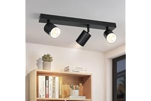‎ZMH ZMH LED Deckenleuchte Schwarz Deckenstrahler: GU10 Deckenlampe Spots 3 Flammig 350°Schwenkbar Deckenspots Modern Flurlampe Industrial Wandstrahler für Wohnzimmer Schlafzimmer Küche Ohne Leuchtmittel