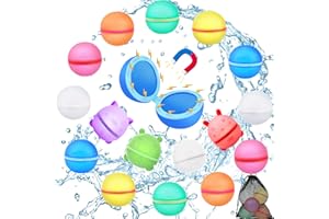 BBWELL Globos de Agua Reutilizables,16 Globo de Agua in Silicona,Globos de Aguas Llenado Rapido con 1 Bolsa de Malla,Juguetes de Verano Aptos para Exteriores,Piscina,Playa y Fiestas Acuáticas