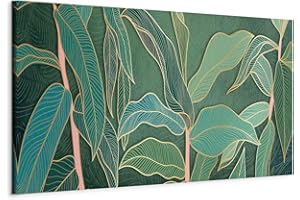 murando - Quadro Astratto Verde 150x50 cm 1 Pezzo - Stampa su Tela XXL Immagini - Quadri Grandi Moderni per Soggiorno Murale - Decorazione da Parete Pittura - Foglie Tropicali Giungla b-C-0757-b-a