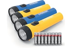 Eveready LED Torch, Super Bright Flashlight, Outdoor Lights, Ideal for Emergencies, Camping, General Purpose & Emergency, Batteries Included, Pack of 4