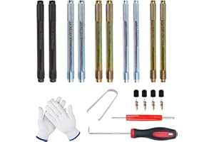 OOIOAHUAOO 10 Stück Reifen Montagehilfe, M12 x 1,25, M12 x 1,5, M14 x 1,25, M14 x 1,5, M15 x 1,25, mit Schraubenschlüssel, Radkappe, Ventileinsatz und Handschuhen, für die Autoradmontage (Silber, Gold)