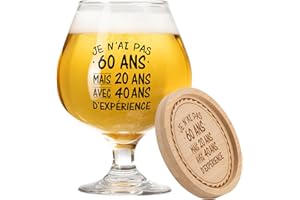 KAAYEE Verre À Bière 60 Ans Anniversaire Homme 1965, Cadeau 17oz pour Papa, Grand-Père, Tonton, Frère, Mari, Collègue, Copain, Amie