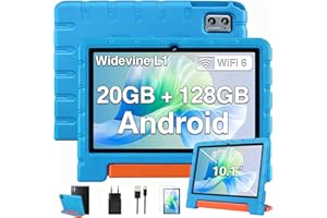 ZIOVO Tablette 10 Pouces Android 14 Tablette,20Go RAM+128Go ROM(TF 1To),Widevine L1,WiFi 6 Tablettes,Octa-cœur,6000mAh | 5+8MP | BT 5.0 | Contrôle Parental Tablettes avec EVA Cas-Bleu