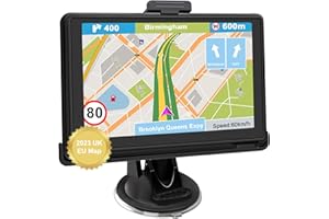 2023 UK Sat Nav for Car, Truck, Jimwey GPS Navigation with Europe Maps, Lifetime Free Updates, 5 inch Navigator for Lorry, HGV, Motorhome, with Postcode, Speed Camera Alert, Lane Guidance Assist, POI