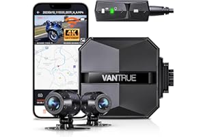 VANTRUE F1 Motorcycle Camera 4K Front and Rear 5GHz WiFi GPS HDR Waterproof, Dual Motorbike Motorcycle Dash Cam Dustproof, Motorbike Camera Dual Lens 160 Wide Anlge, 24H Parking Mode, 512GB Max