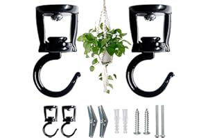 WEINIBAO 2 Piezas Gancho Techo para Colgar Plantas, Gancho Pared Macetas, Colgador Plantas Pared Exterior Interior, Negro Soporte Plantas Colgantes para Macetas, Campanillas de Viento, Comederos de Pájaros