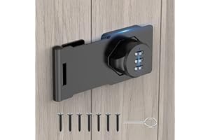 JVSURF Mechanical Password Rotary Hasp Lock, 90-180 Degree Barn Door Lock, Cabinet Door Combination Lock, Door Security Slide Latch Lock for Small Doors, Cabinets, Bathroom, Outdoor, Garden 1 PC Black