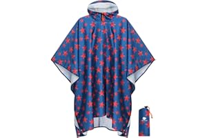 ANYOO Waterproof Rain Poncho Lightweight Reusable Hiking Rain Coat Jacket with Hood for Outdoor Activities,One Size
