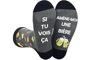 Lusibaka Chaussettes Humour Homme 39-46 Chaussettes de Cadeaux Antidérapant Noel Fête Pères Anniversaire Cadeau Papa Grand Garçon Rigolo