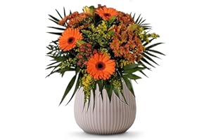 echter Blumenstrauß aus frischen Schnittblumen mit Grußkarte - Flora Trans (Orange Gelb)