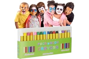 Aomig Body Paint, 16 Colori Face Paints Kit per La Pittura del Viso Sicuro e Lavabile, Pittura Corpo e Viso Colori per Pancia Gravidanza, Trucco per Halloween, Carnevale, Cosplay